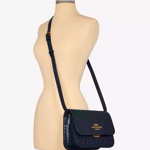 Coach NEW Navy Croc-Embossed Crossbody Bag with Original Packaging - Picture 8 of 8
